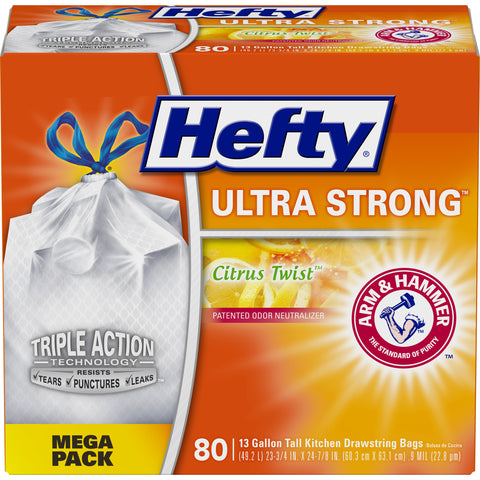 Ultra Strong™ Tall Kitchen Trash Bags, 13 Gallon, 80 Bags (Citrus Twist™ Scent)